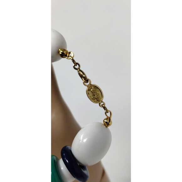 VTG Signed Napier Necklace White Blue Green Bead Mixed Shape Acrylic 18" Retro - Picture 6 of 6